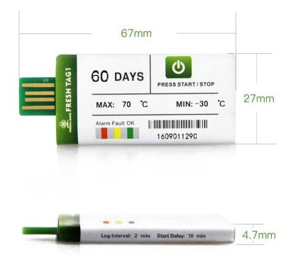 Termógrafo Digital Usb Desechable 60 Días 5 Piezas