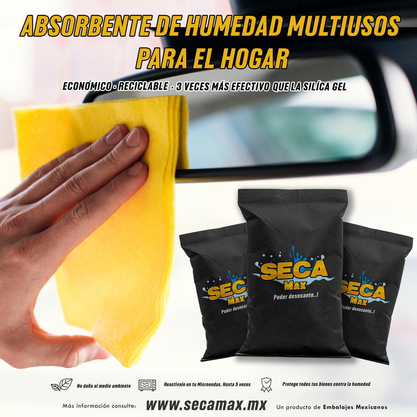 Absorbente De Humedad Reutilizable de 500g 1 Pz Seca-Max