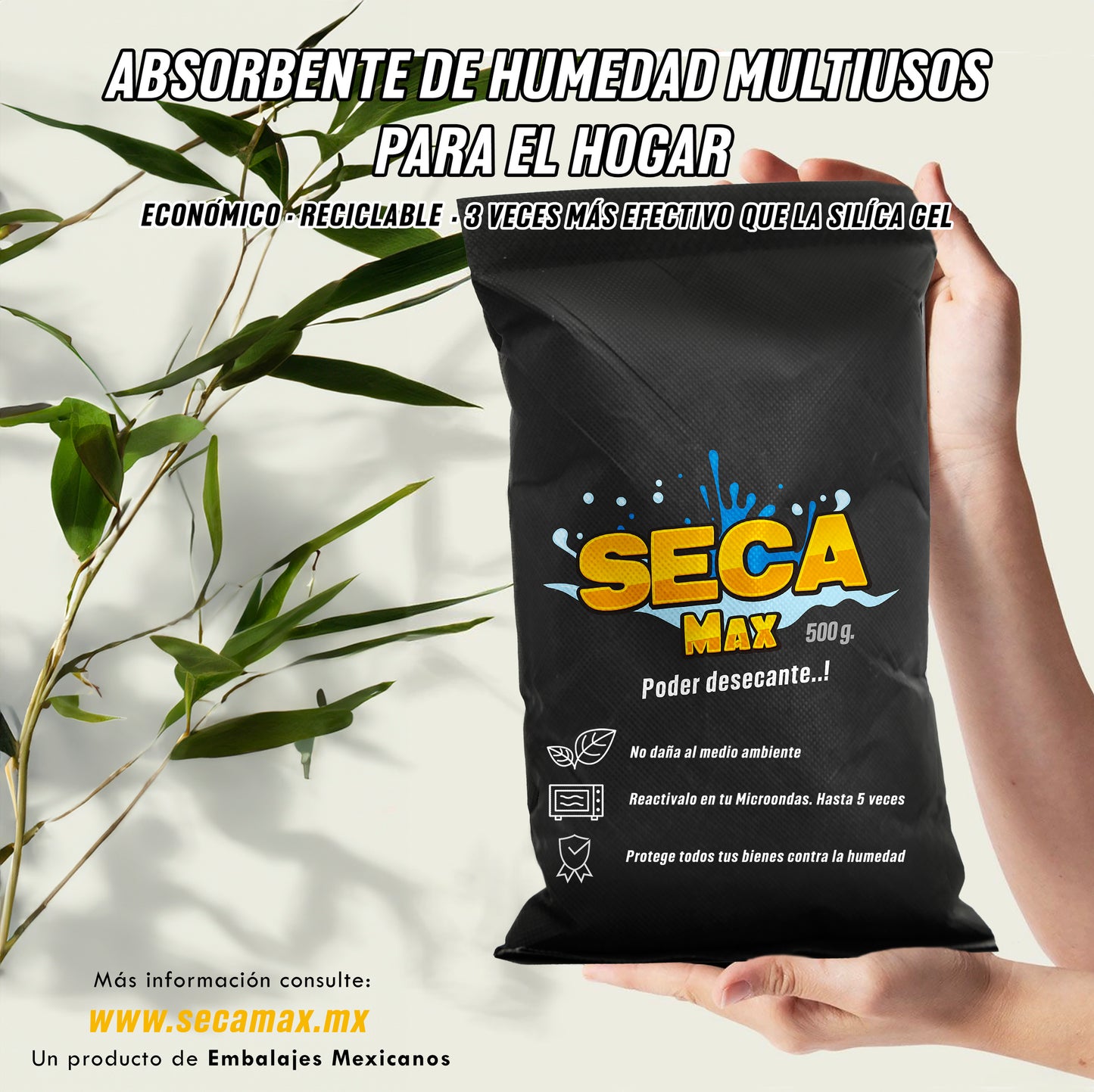 Absorbente De Humedad Reutilizable de 500g 1 Pz Seca-Max