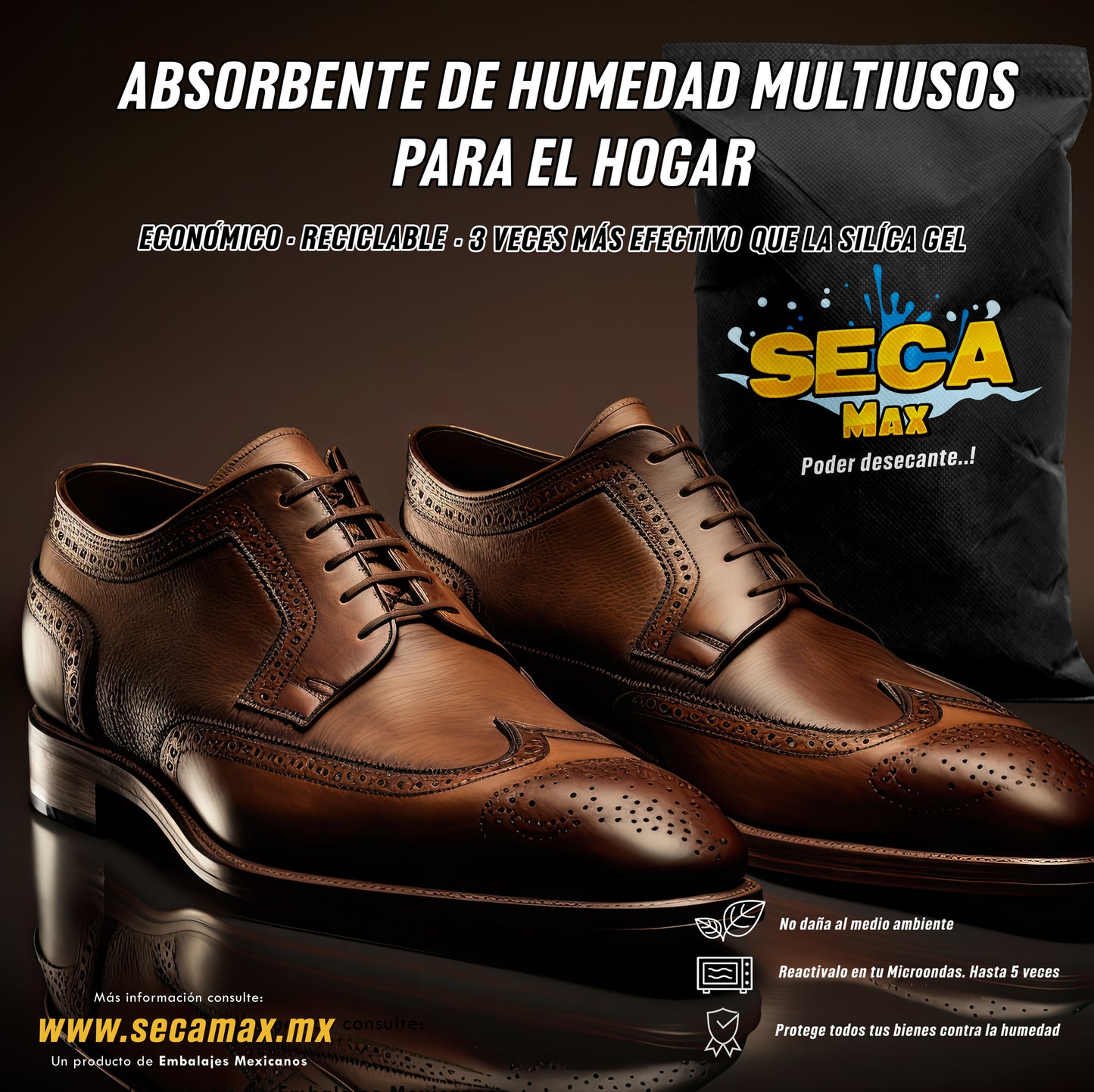 Absorbente De Humedad Reutilizable de 500g 1 Pz Seca-Max